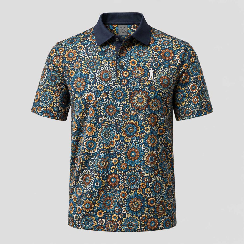 Signature Floral Golf Polo – Navy Multi