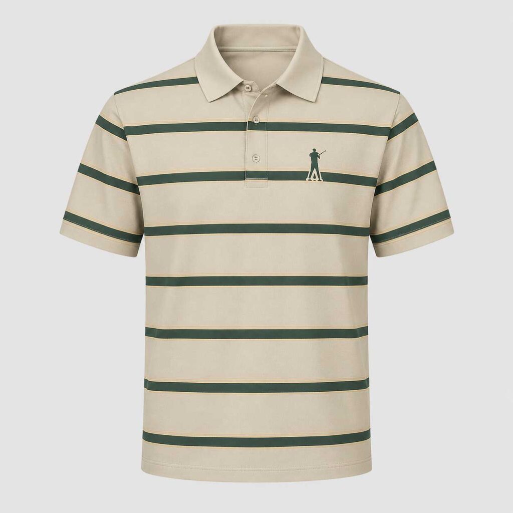 Heritage Stripe Golf Polo – Cream / Green